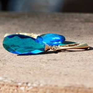 New Neon Blue Apatite Earrings Handcrafted 14K Gold Vermeil